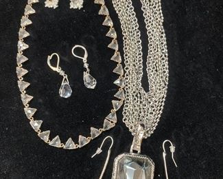 JCrew Clear Triangle Rhinestone Chicos Evening Statement Jewlry