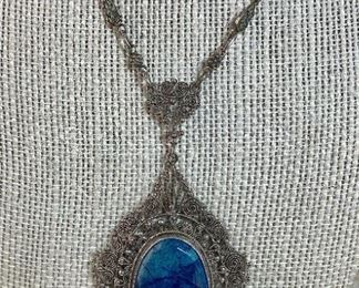 Large Silver Filagree One Piece Pendant