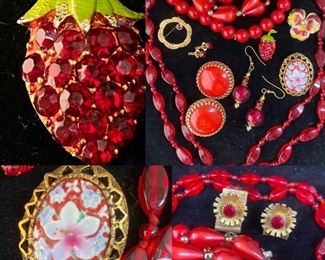 Mamsell Strawberry Rhinestone Scatter Pin 