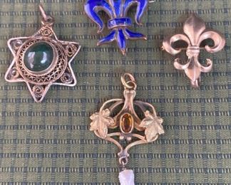 Sterling Enameled Fleur De Lis Pin
