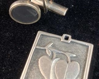 Vilman Pewter Pendant And Vintage Cufflinks