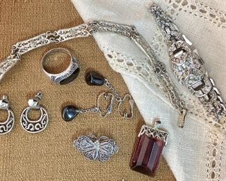 Vintage New Silver Tone Jewelry,  Clifford Swiss Watch