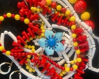 Vintage Enamel And Plastic Retro Jewelry