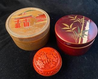 Cinnabar Jewelry Box, Black Lacquer Souvenir Coaster Sets