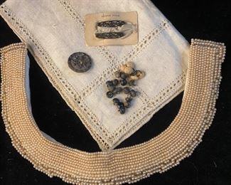 Victorian Button, Dress Pins, Boot Buttons And Barred Beards Japanese Beaded Collar