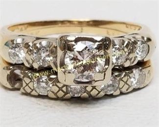 vintage 14K gold and diamonds wedding rings