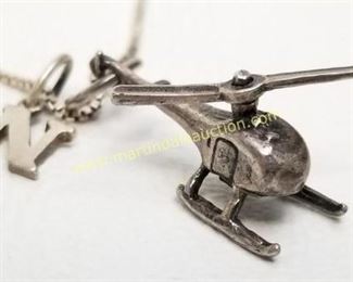 Sterling silver helicopter pendant & chain