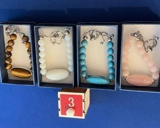 Stainless steel adjustable bracelets (tiger eye, opalite, blue howlite, rose quartz) $20