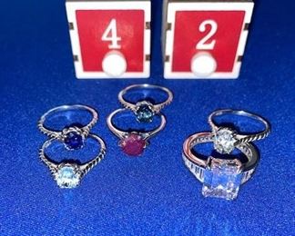 Set of size 8.5 rings, rhodium on sterling $40
