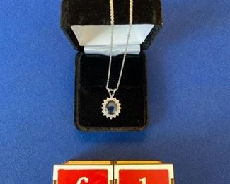 14k sapphire & diamond necklace 3.7 gr. $225