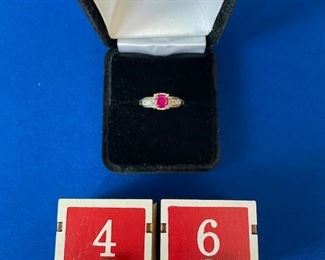 18k Red stone/diamond ring Sz. 6 $120