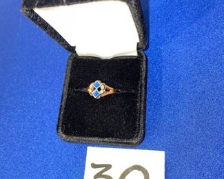 14k Blue stone w/diamond Sz. 6.5 $80
