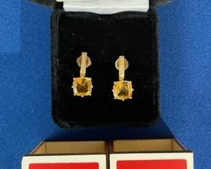 18k citrine & diamond earrings 3.08 gr. $325