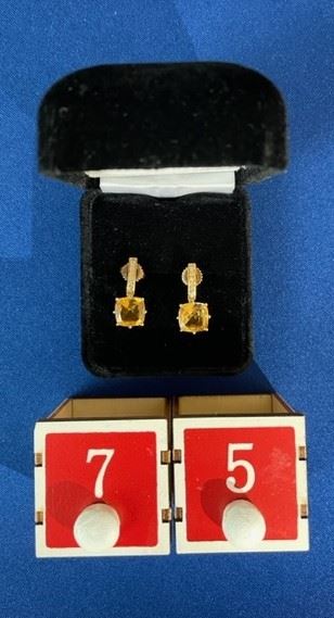 18k citrine & diamond earrings 3.08 gr. $325