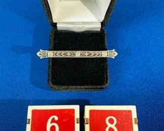 14k diamond bar pin $325