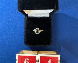 14k sapphire & diamond ring 2.75 gr. Sz. 6 $185