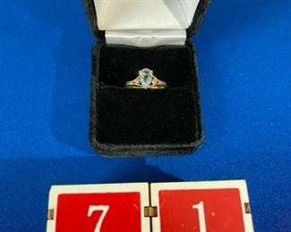 10k aquamarine & diamond ring Sz. 5.5 $100