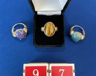 Set of 3 snake charmer rings (howlite, tigereye, purple) $30