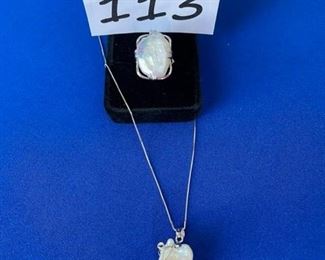 White cultured freshwater pearl rhodium over sterling ring and necklace $25