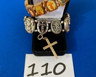 Stretch bracelets and gold filled cross $10