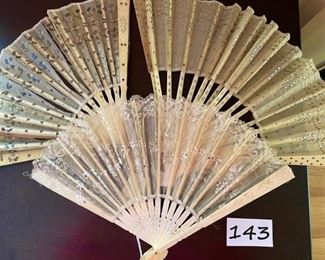 Victorian ivory handled fans $35