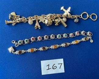 Gold Off Park Collection charm bracelet; Gem and silver bracelet; stainless and gem bracelet $15