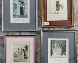 Three original prints from Gazette du Bon Ton and a victorian fashion print $65