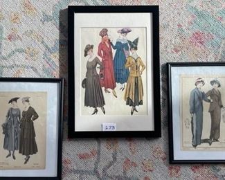 Original Vintage Women's Fashions color lithograph prints $40