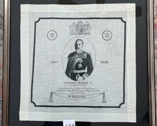 King George VI framed memorial hankie $35