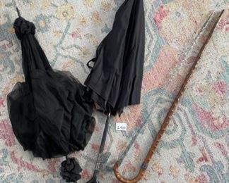 Vintage parasols and walking canes $40