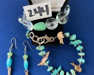 Aqua and turquoise colored costume jewelry $15