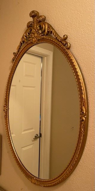 Gold framed wood mirror, oval $85