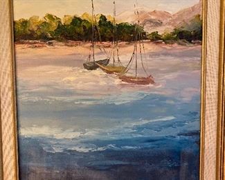 Beautiful vintage oil on canvas #sailboats 