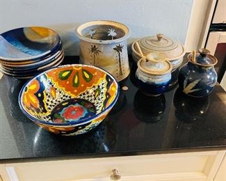 Beautiful Pottery Dishes, Some from Mexico 