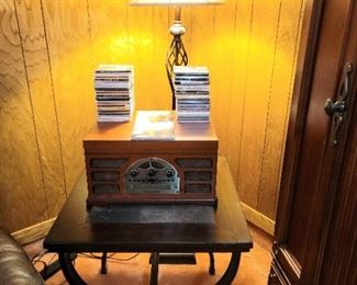 Slate End Table, Crosley Compact Disc & Record Player