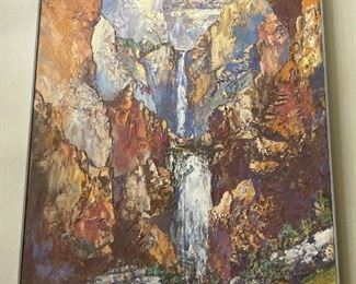 Hans Schiebold original oil "Yellowstone Canyon"                 71" H x 47" W                 