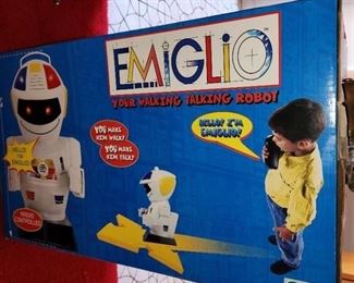 working, vintage Emiglio robot, 2 feet tall, new batteries