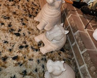 ceramic hippo set by Paul Ballardo (ear chipped on one hippo)