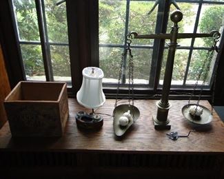 Scale, Lamp, Wood Box