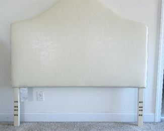 Available for presale - Queen Nailhead Trim Headboard in Cream Faux Leather