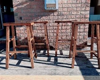 Available for pre-sale WOODEN BARSTOOLS BACKLESS - SET OF 4