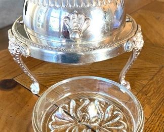 Silverplate butter dish w/liner