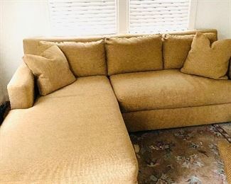 Tan linen sectional sofa/Bloomingdale’s