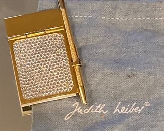 Judith Leiber miniature note pad and pen w/pouch