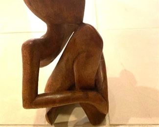 Abstract wooden sculpture/seated figure
