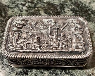 Vintage Portuguese Silver Embossed Hinge Box