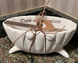 Mud Pie Ceramic Crab Shaped Dip Bowl & Spreader Set
