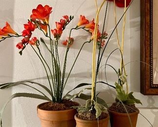 Faux Flowers in Terra Cotta Pots