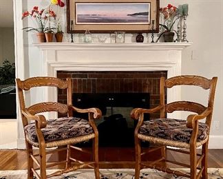 (2) Crate & Barrel Armchairs with Rush Seats