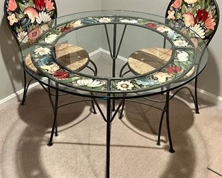 Hand Painted Domain Furniture Bistro Table & (2) Chairs 